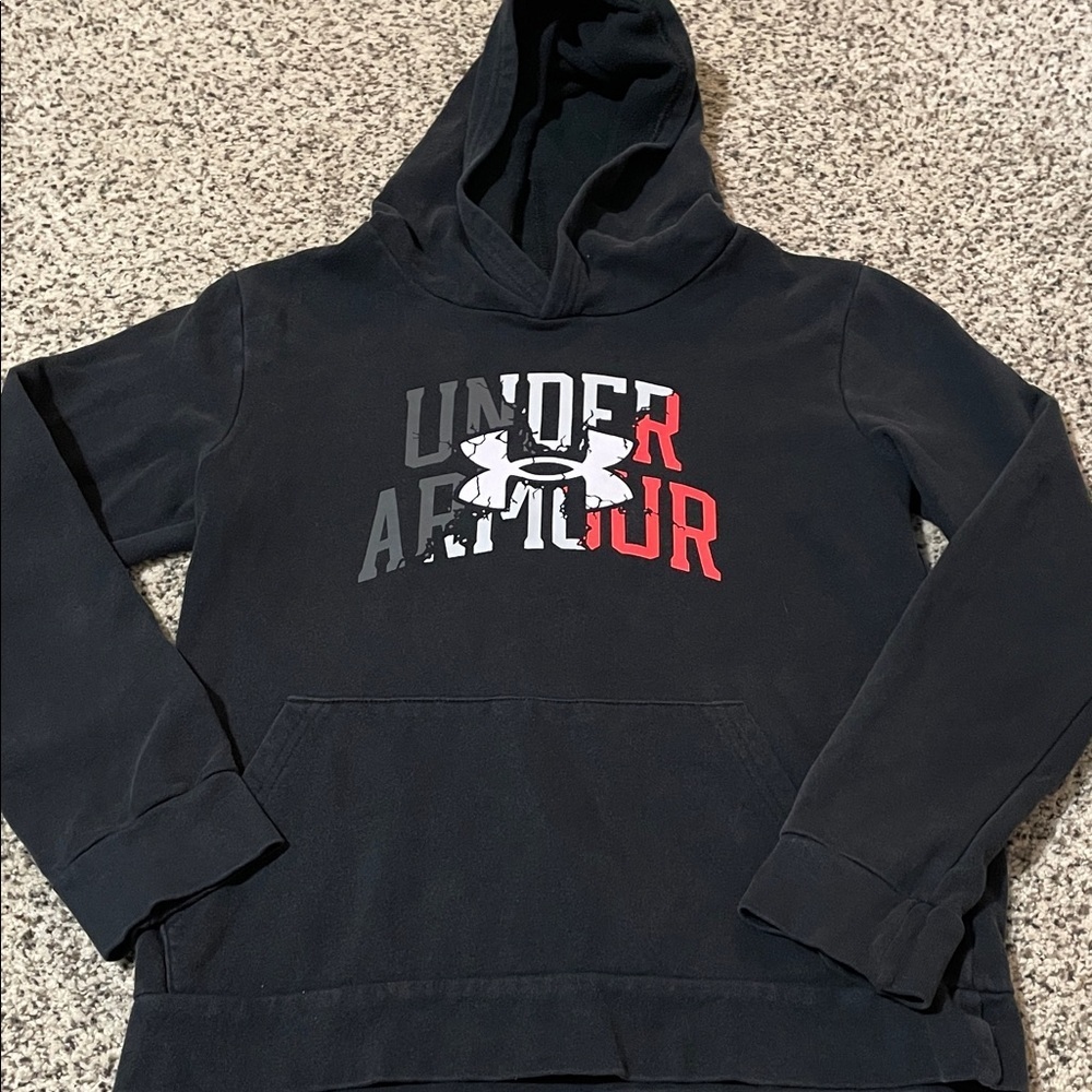 Under Armour Men's Black and Red Hoodie boys youth large